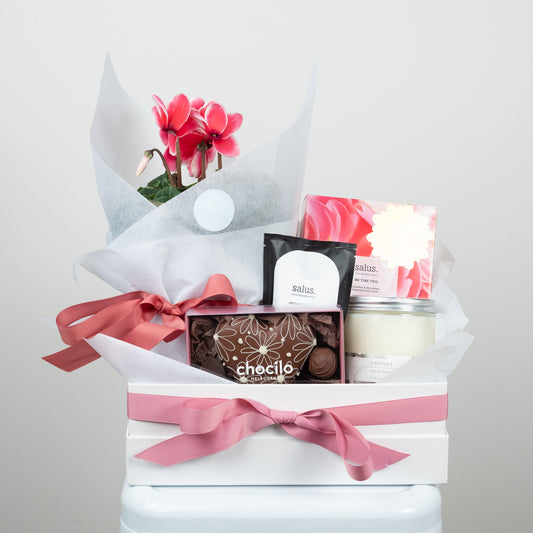 Pamper hamper with cyclamen