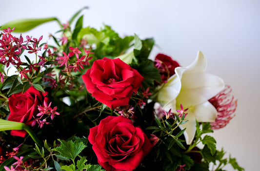 Every Noel Hat Box Arrangement is created fresh to order in our Heidelberg flower studio using premium, locally grown flowers wherever possible.